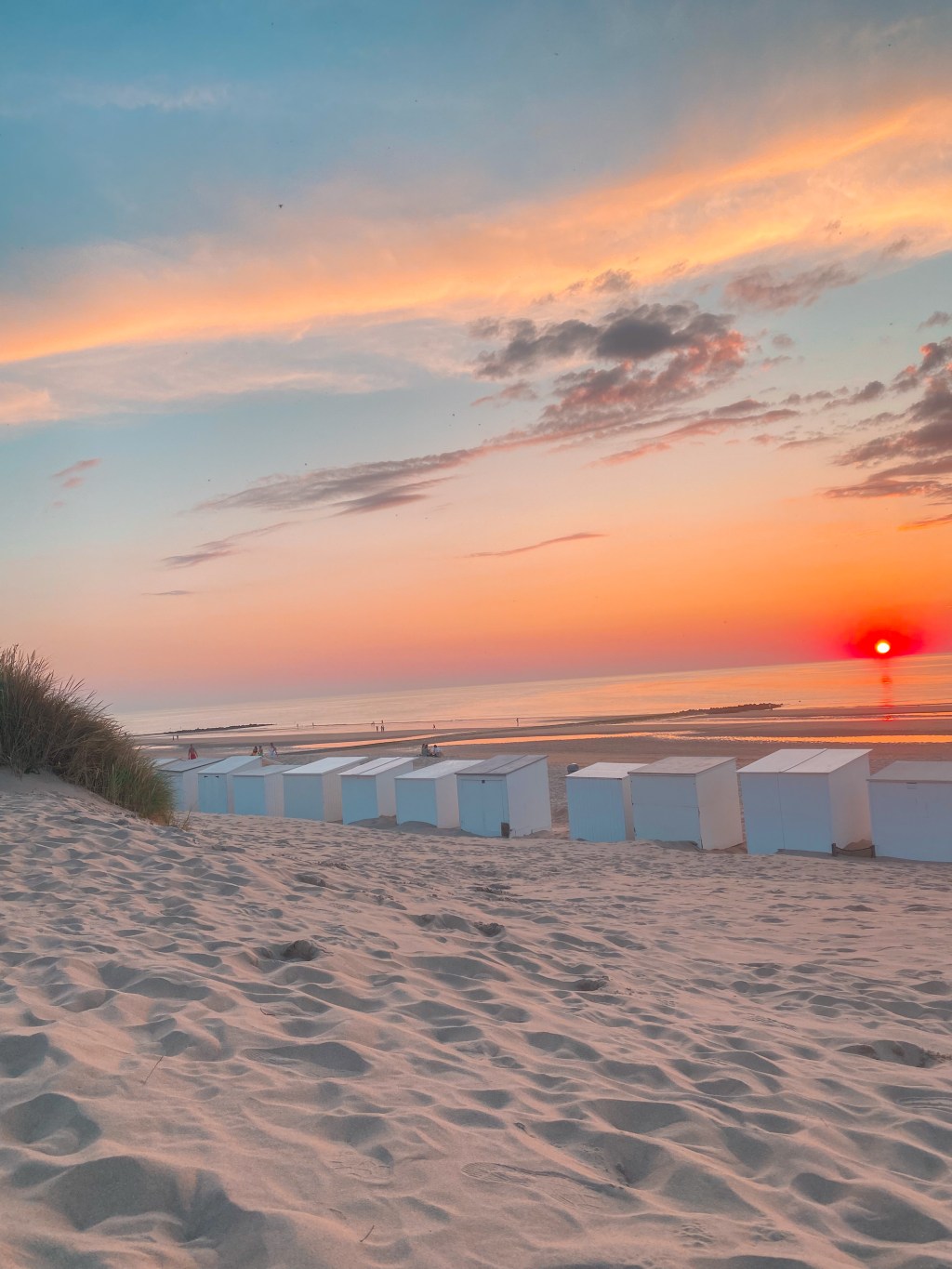 Beautiful Sunset at the beach at the North Sea in Belgium.