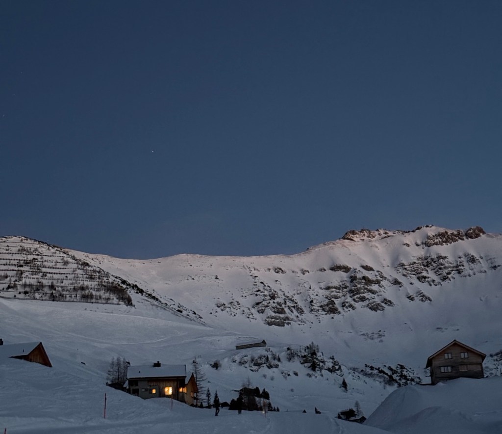 Snowy Malbun in the dark