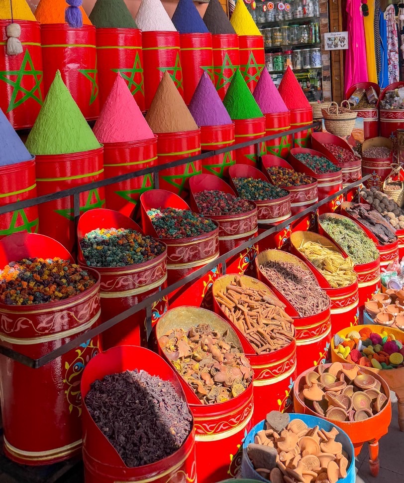 Spices at the market in the Medina of Marrakech.